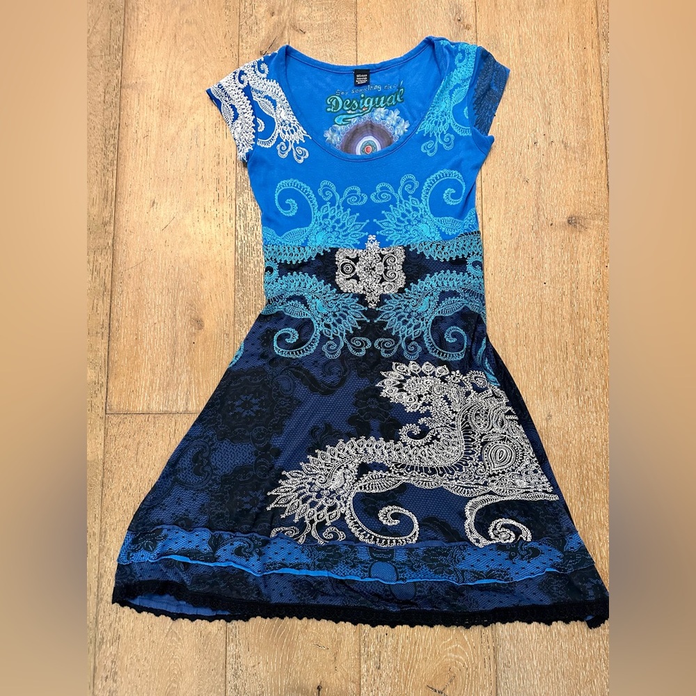 Desigual scoop neck jersey knit dress XS